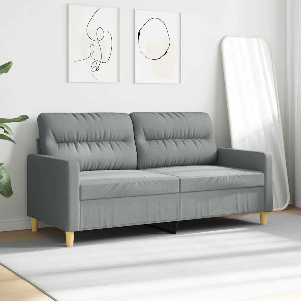 2-Seater Grey Sofa with Padded Armrests