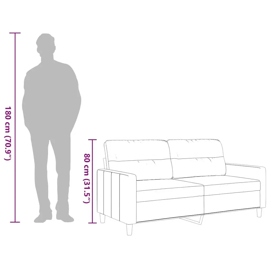 2-Seater Grey Sofa with Padded Armrests