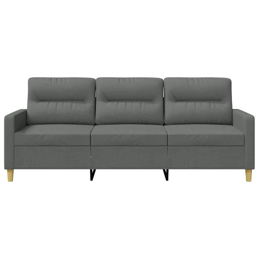 3-Seater Grey Fabric Sofa with Metal Frame