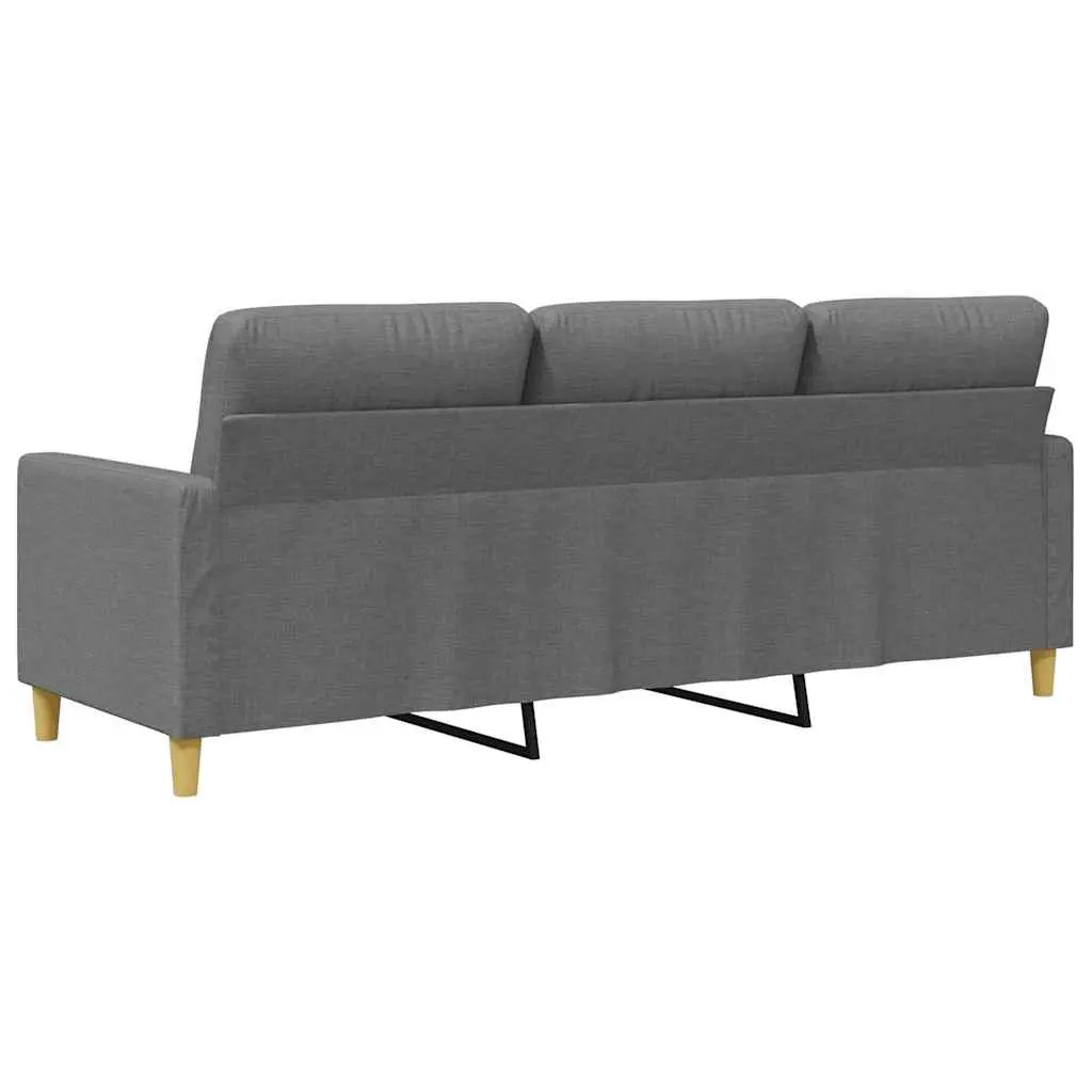3-Seater Grey Fabric Sofa with Metal Frame