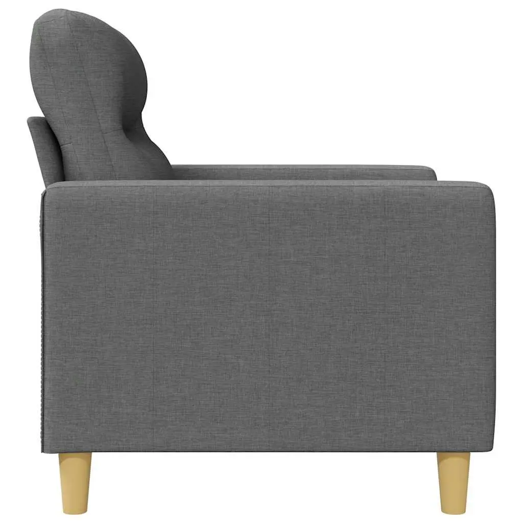 3-Seater Grey Fabric Sofa with Metal Frame