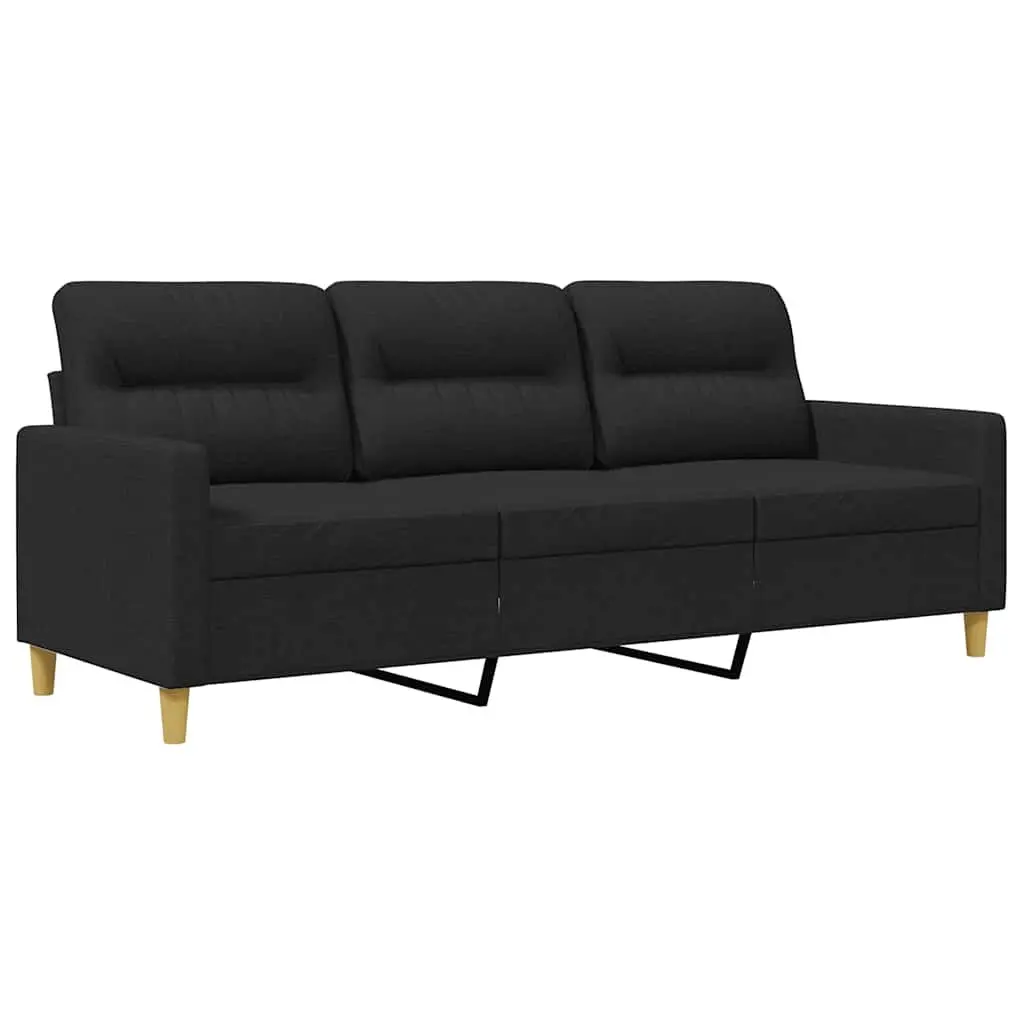 3-Seater Sofa Fabric Black 180cm Modern Living Room Couch
