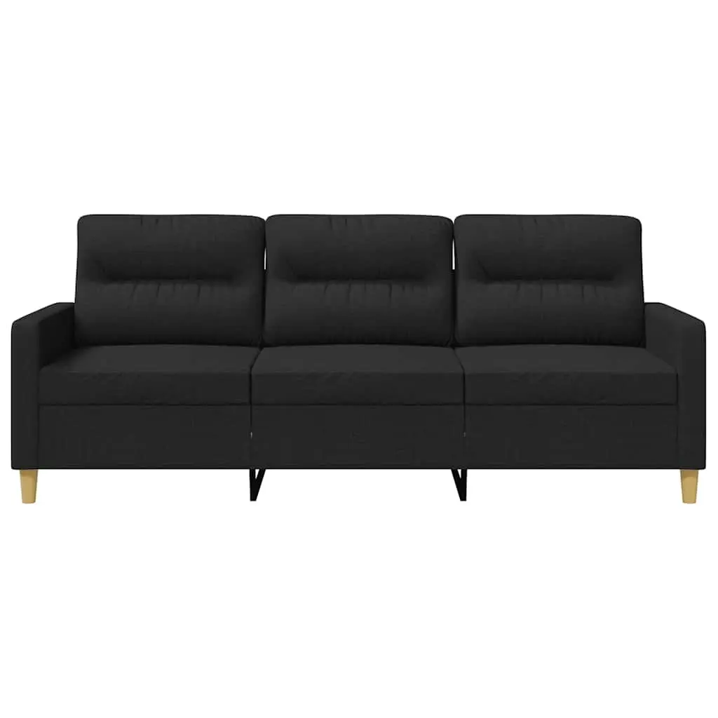 3-Seater Sofa Fabric Black 180cm Modern Living Room Couch