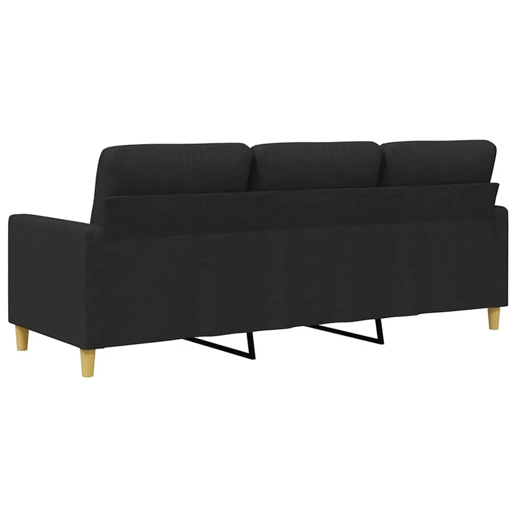 3-Seater Sofa Fabric Black 180cm Modern Living Room Couch