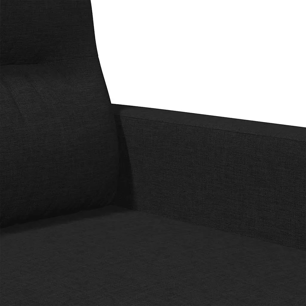 3-Seater Sofa Fabric Black 180cm Modern Living Room Couch