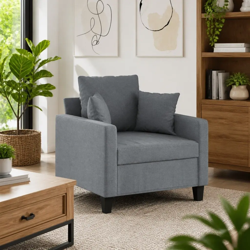 Grey Fabric Sofa Chair 60cm Armchair