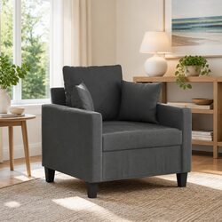 Compact Grey Fabric Sofa Chair 60cm for Comfort