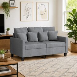 Light Grey 2-Seater Sofa 120cm Modern Fabric Couch for Living Room