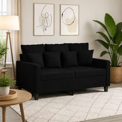 Durable 2-Seater Black Sofa with Metal Frame