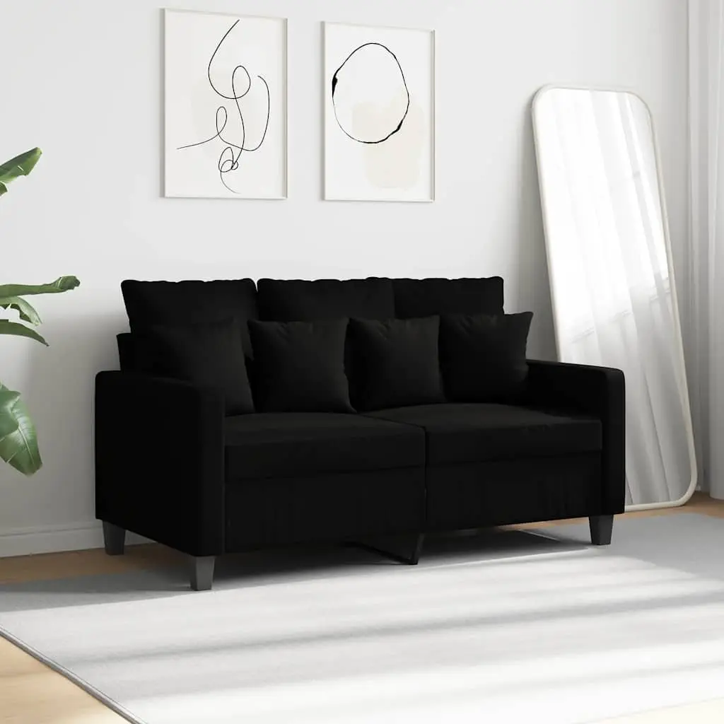 2-Seater Black Sofa with Metal Frame