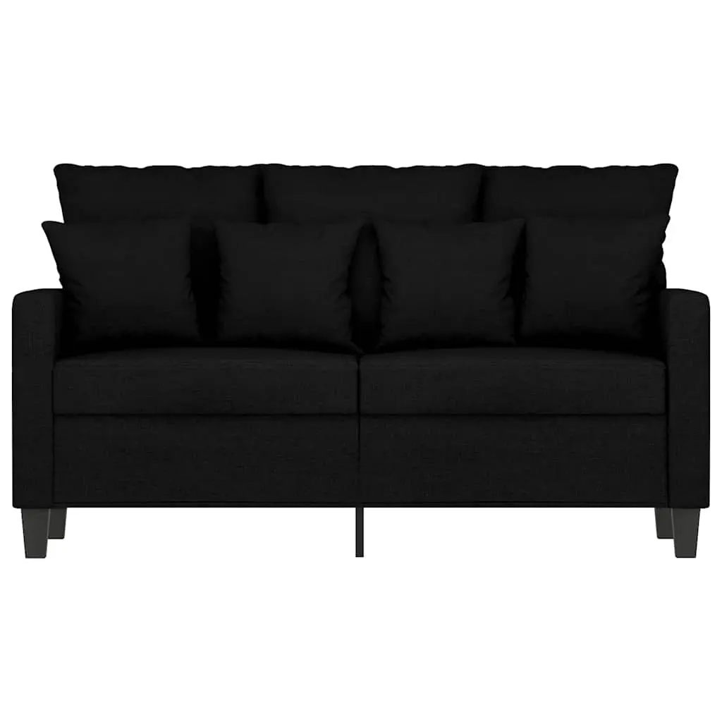 2-Seater Black Sofa with Metal Frame