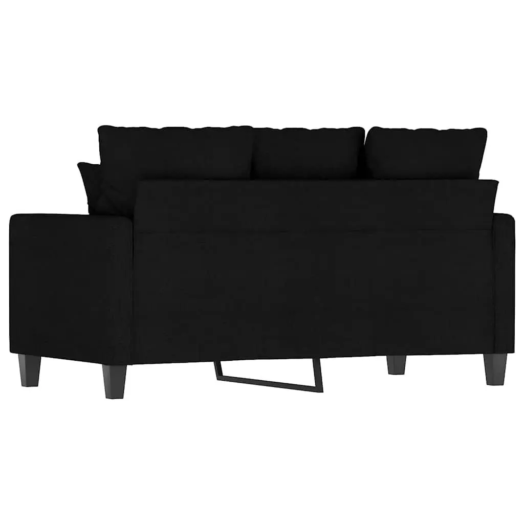 2-Seater Black Sofa with Metal Frame