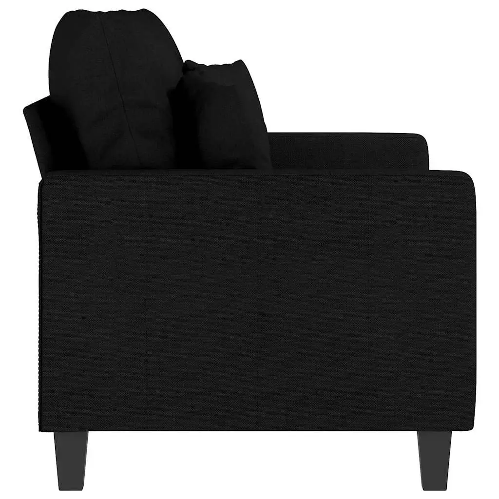 2-Seater Black Sofa with Metal Frame