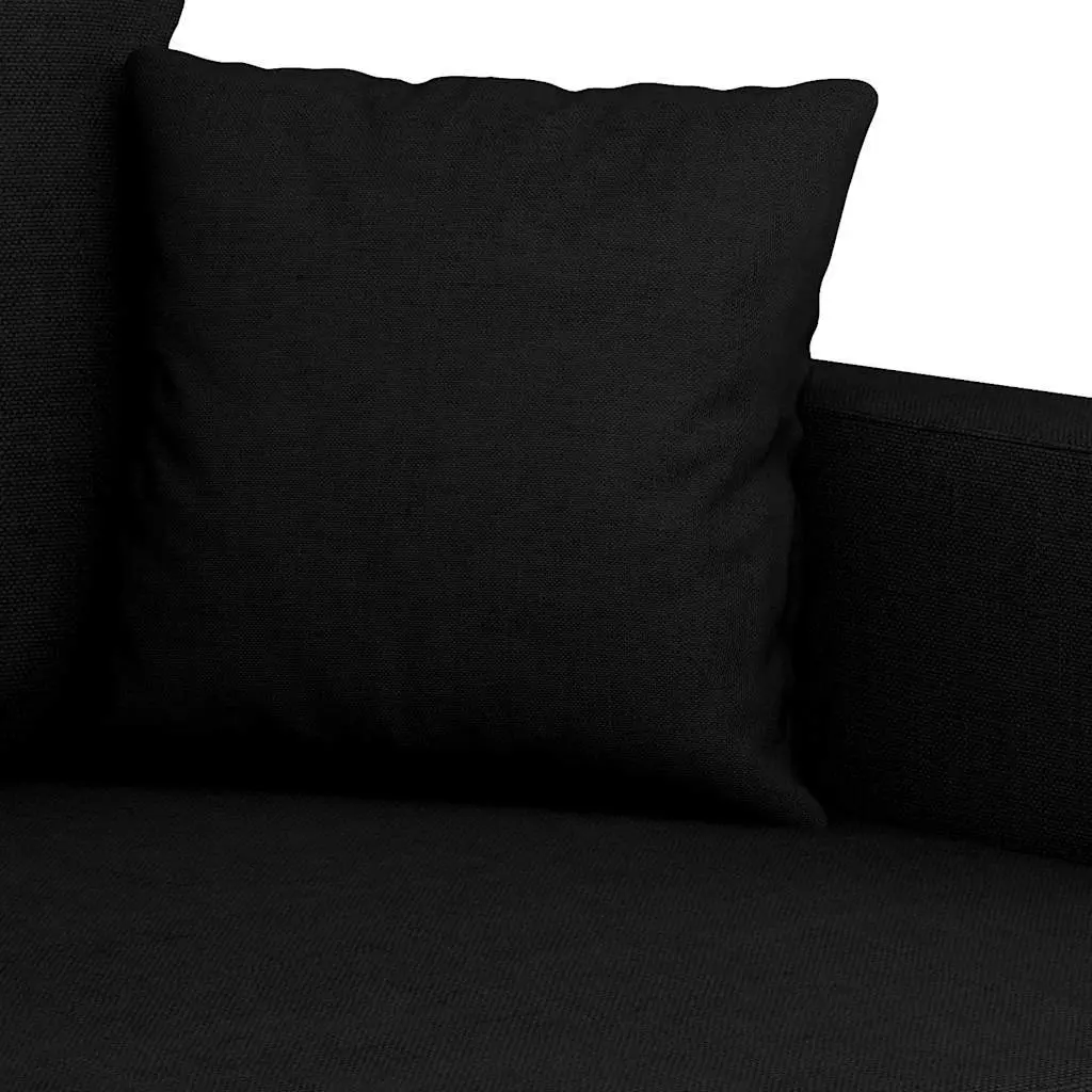 2-Seater Black Sofa with Metal Frame