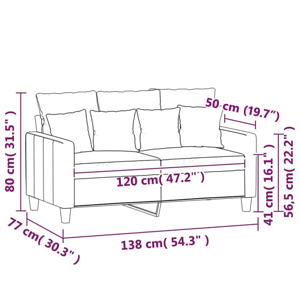 2-Seater Black Sofa with Metal Frame