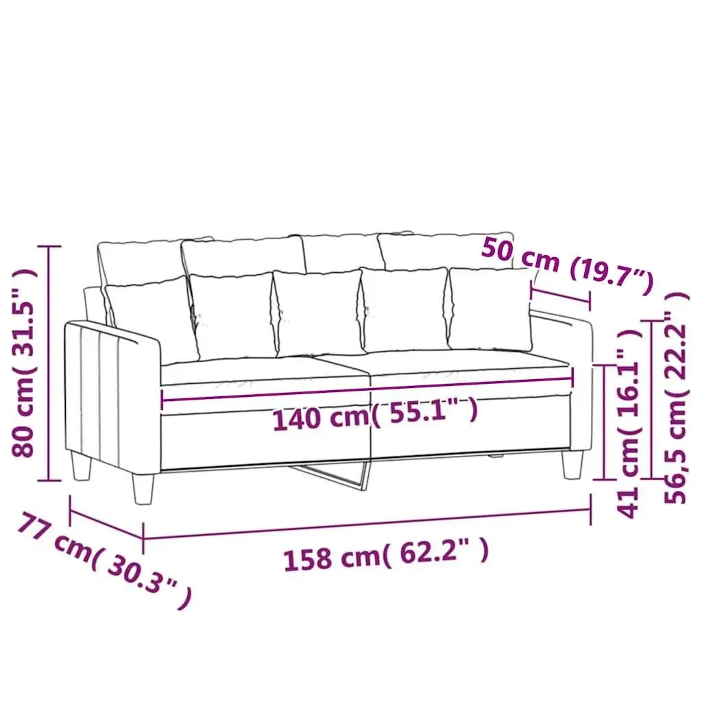 2-Seater Sofa Fabric 140cm Grey