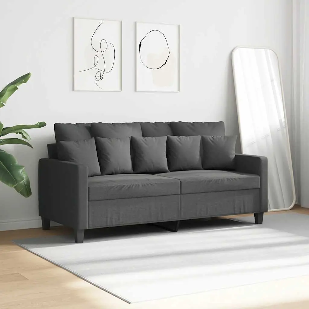 2-Seater Sofa Fabric 140cm Grey Modern Lounge Couch