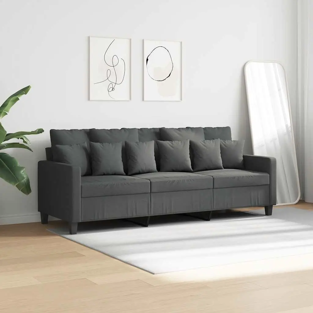 Dark Grey 3-Seater Sofa for Living Spaces