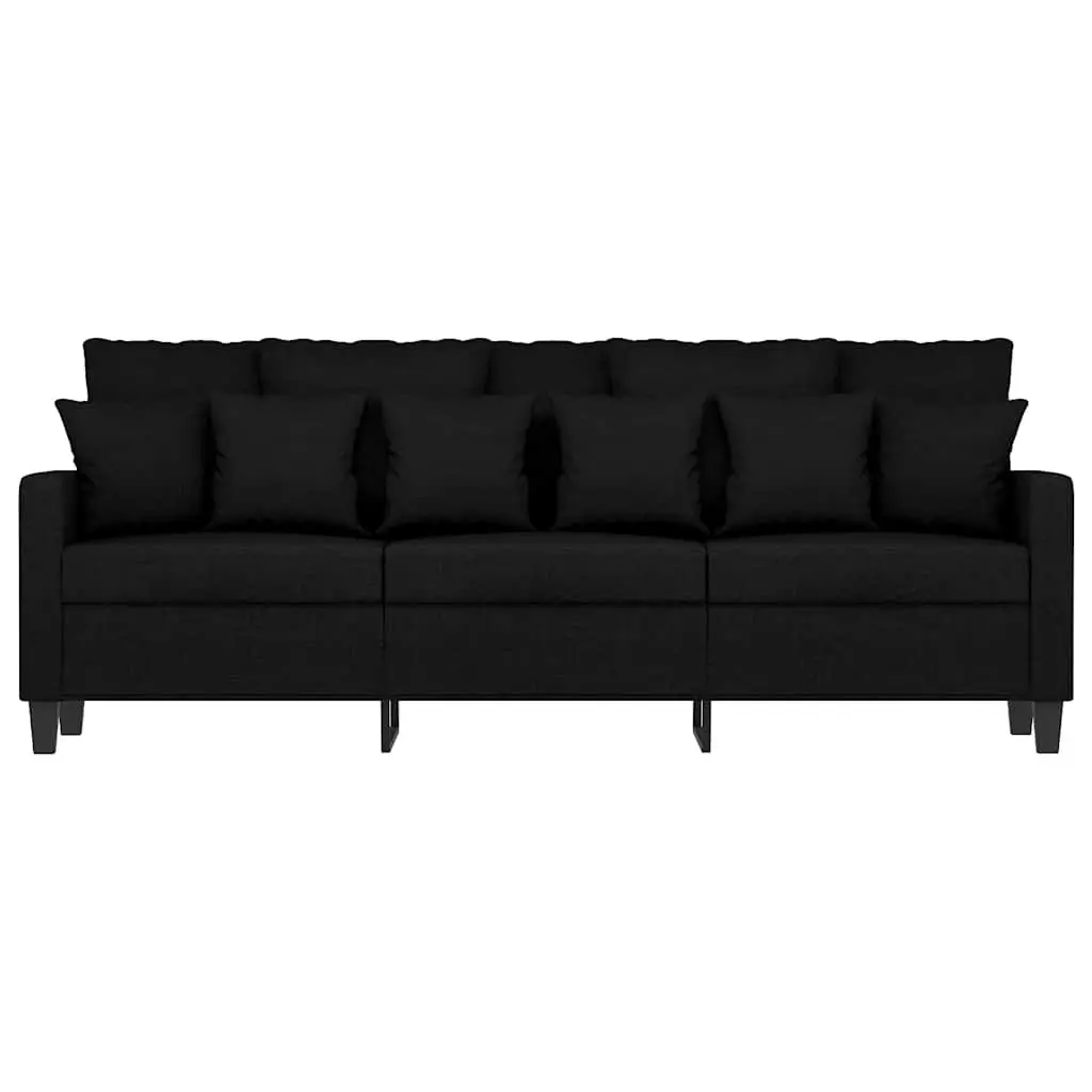 3-Seater Sofa Fabric 180cm Black Modern Lounge Couch