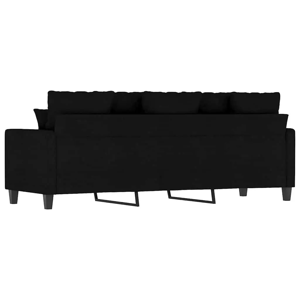 3-Seater Sofa Fabric 180cm Black Modern Lounge Couch