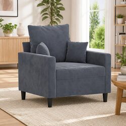 Premium Grey Velvet Armchair 60cm Modern Design