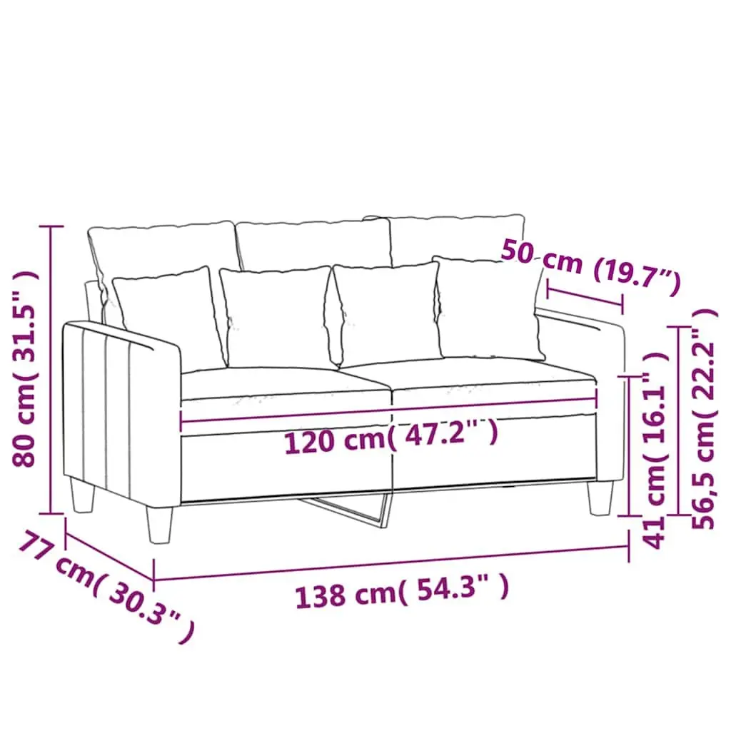 2-Seater Sofa Velvet 120cm Grey Modern Couch