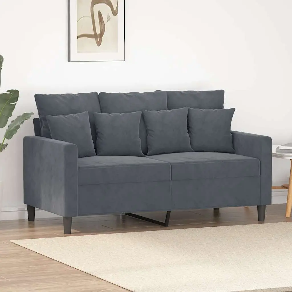 2-Seater Sofa Velvet 120cm Grey Modern Couch