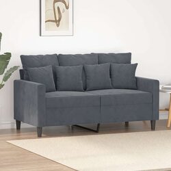 Stylish 2-Seater Grey Velvet Sofa with Durable Metal Frame