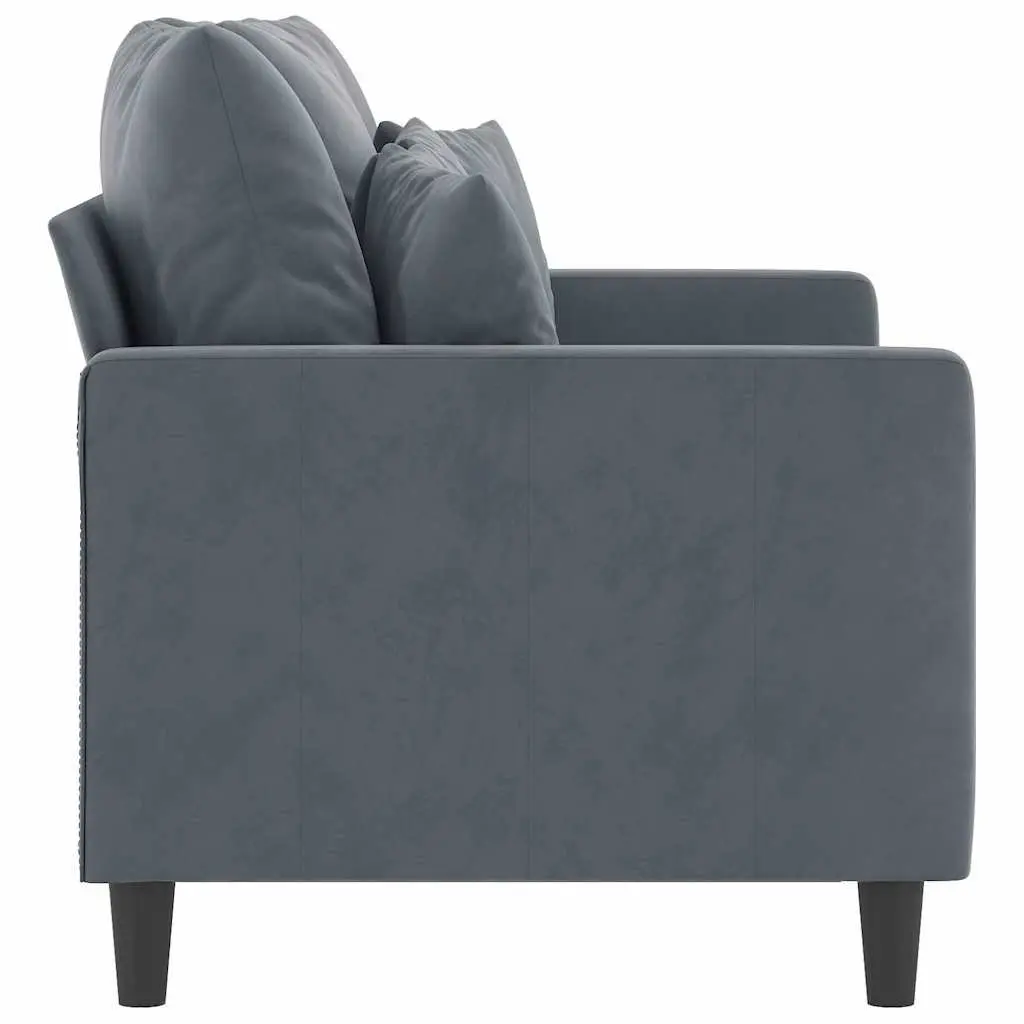 2-Seater Sofa Velvet 120cm Grey Modern Couch