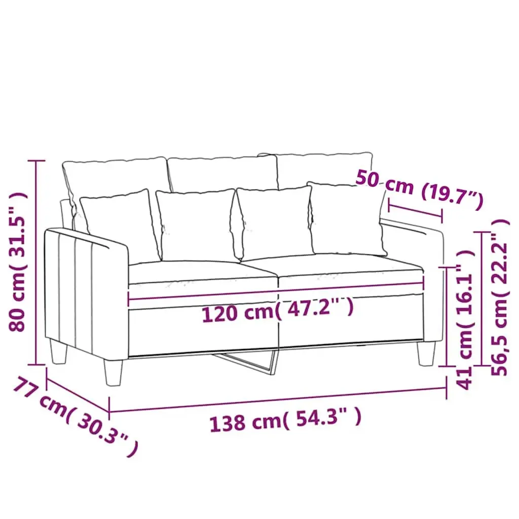 2-Seater Sofa Velvet 120cm Grey Modern Couch