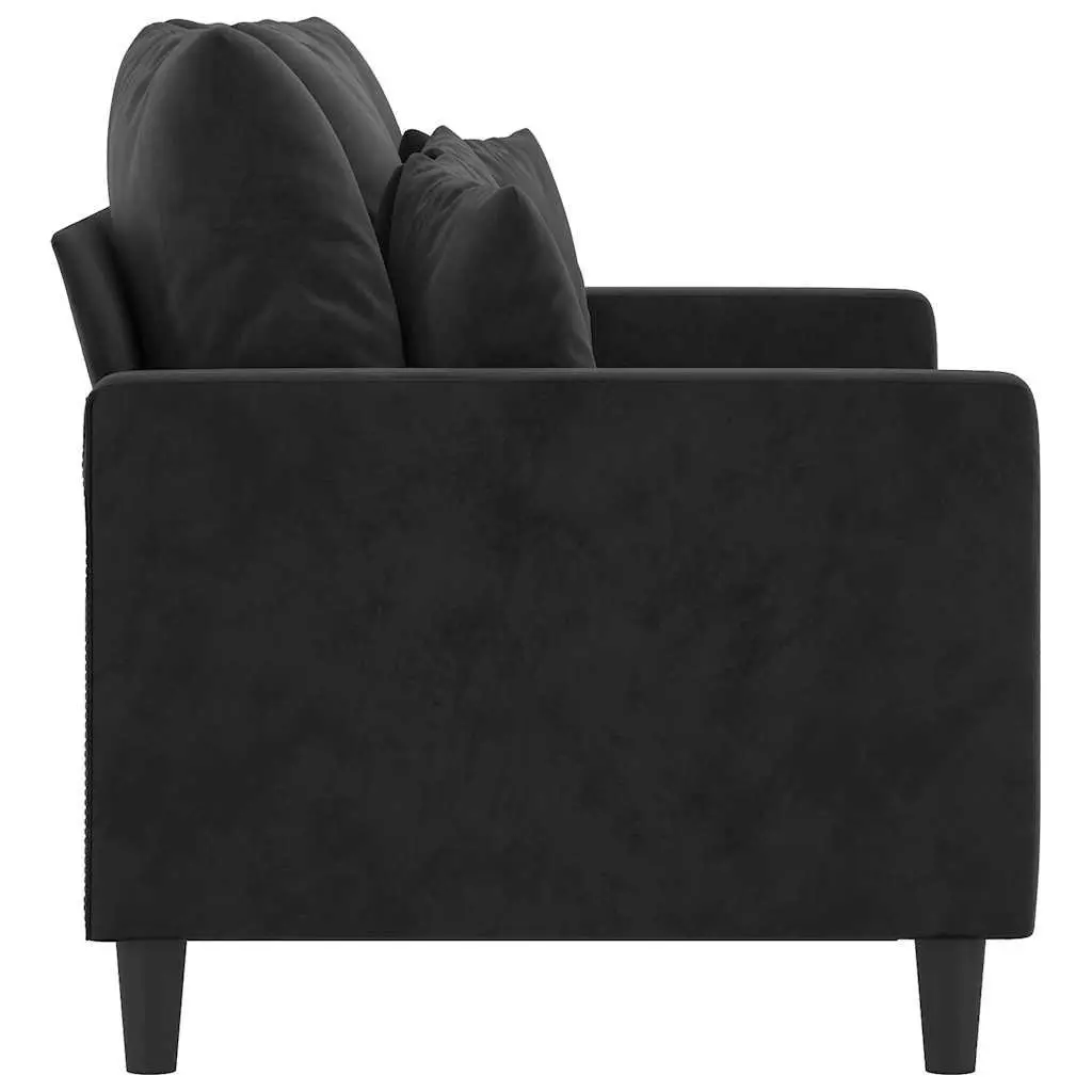 2-Seater Sofa Velvet 120cm Black Modern Lounge Couch