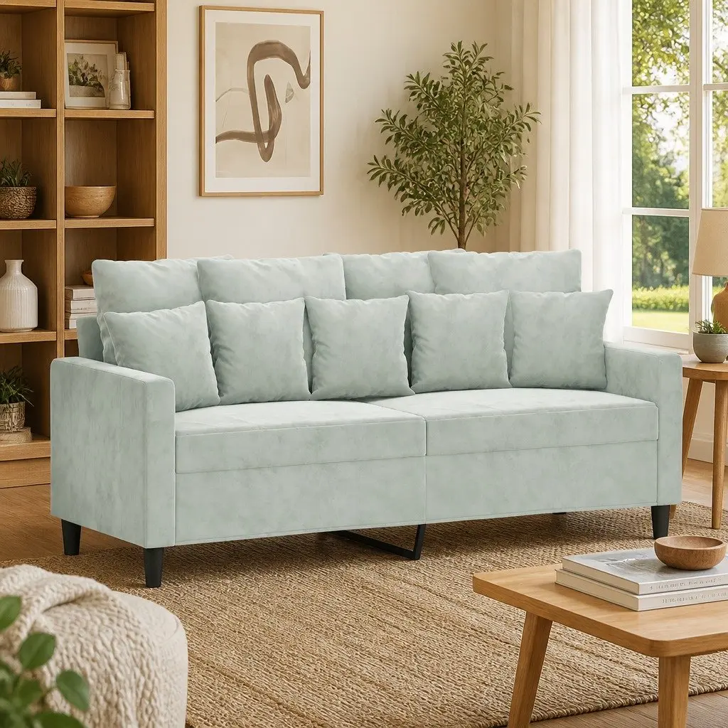 Grey Velvet 2-Seater Sofa with Durable Metal Frame