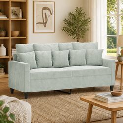 Grey Velvet 2-Seater Sofa with Durable Metal Frame