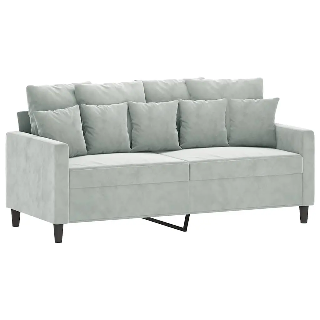 Grey Velvet 2-Seater Sofa with Durable Metal Frame