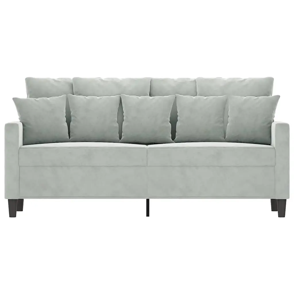 Grey Velvet 2-Seater Sofa with Durable Metal Frame