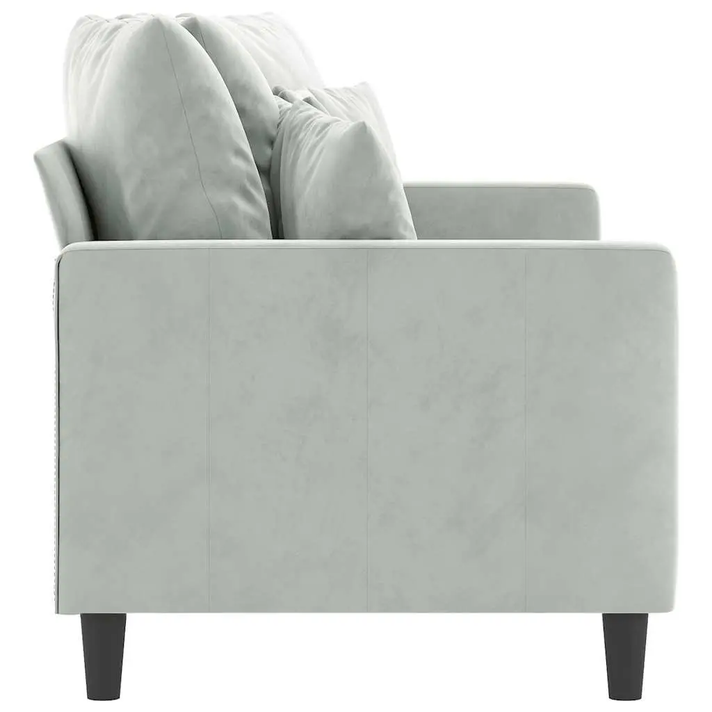 Grey Velvet 2-Seater Sofa with Durable Metal Frame
