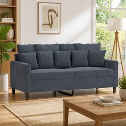 Stylish 2-Seater Sofa in Grey Velvet with Padded Armrests