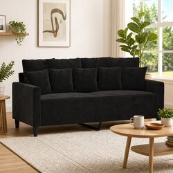 Stylish Black Velvet 2-Seater Sofa 140cm Modern Design