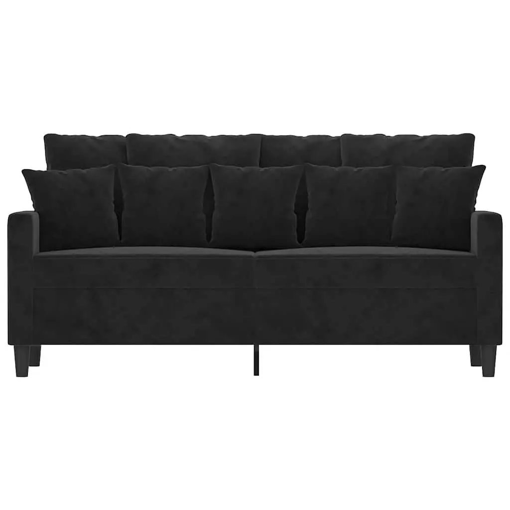 2-Seater Sofa Velvet 140cm Black Modern Living Room Couch