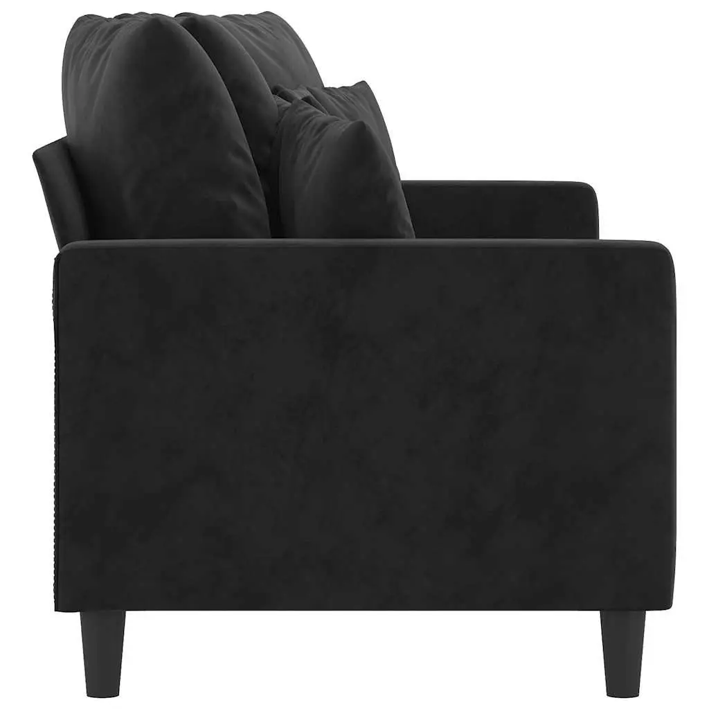 2-Seater Sofa Velvet 140cm Black Modern Living Room Couch