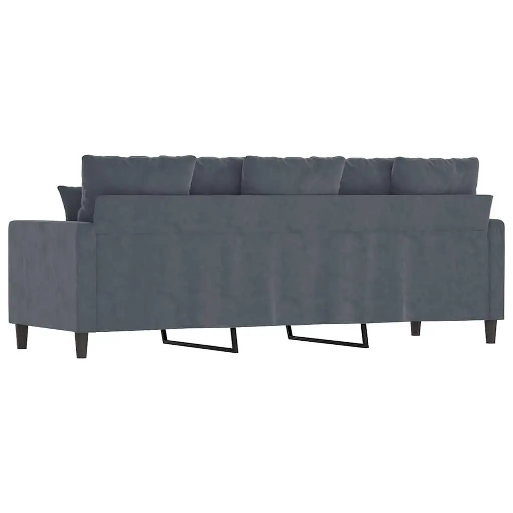 Grey Velvet 3-Seater Sofa with Metal Frame