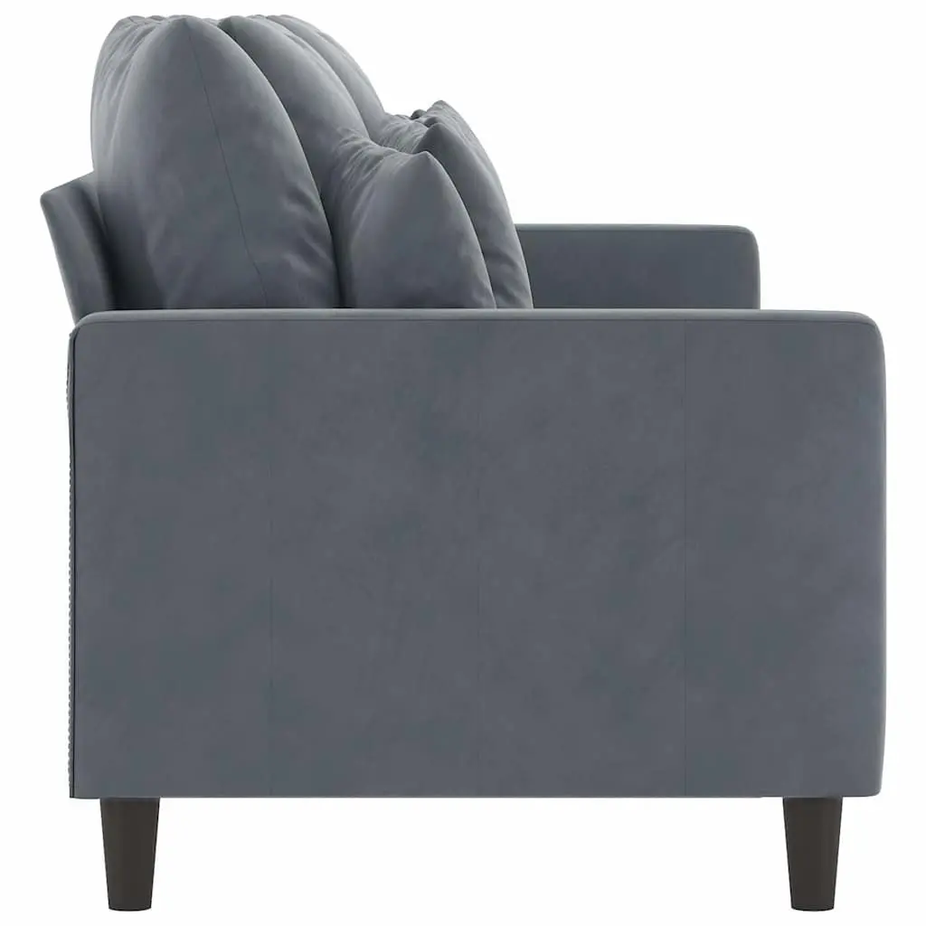 Grey Velvet 3-Seater Sofa with Metal Frame