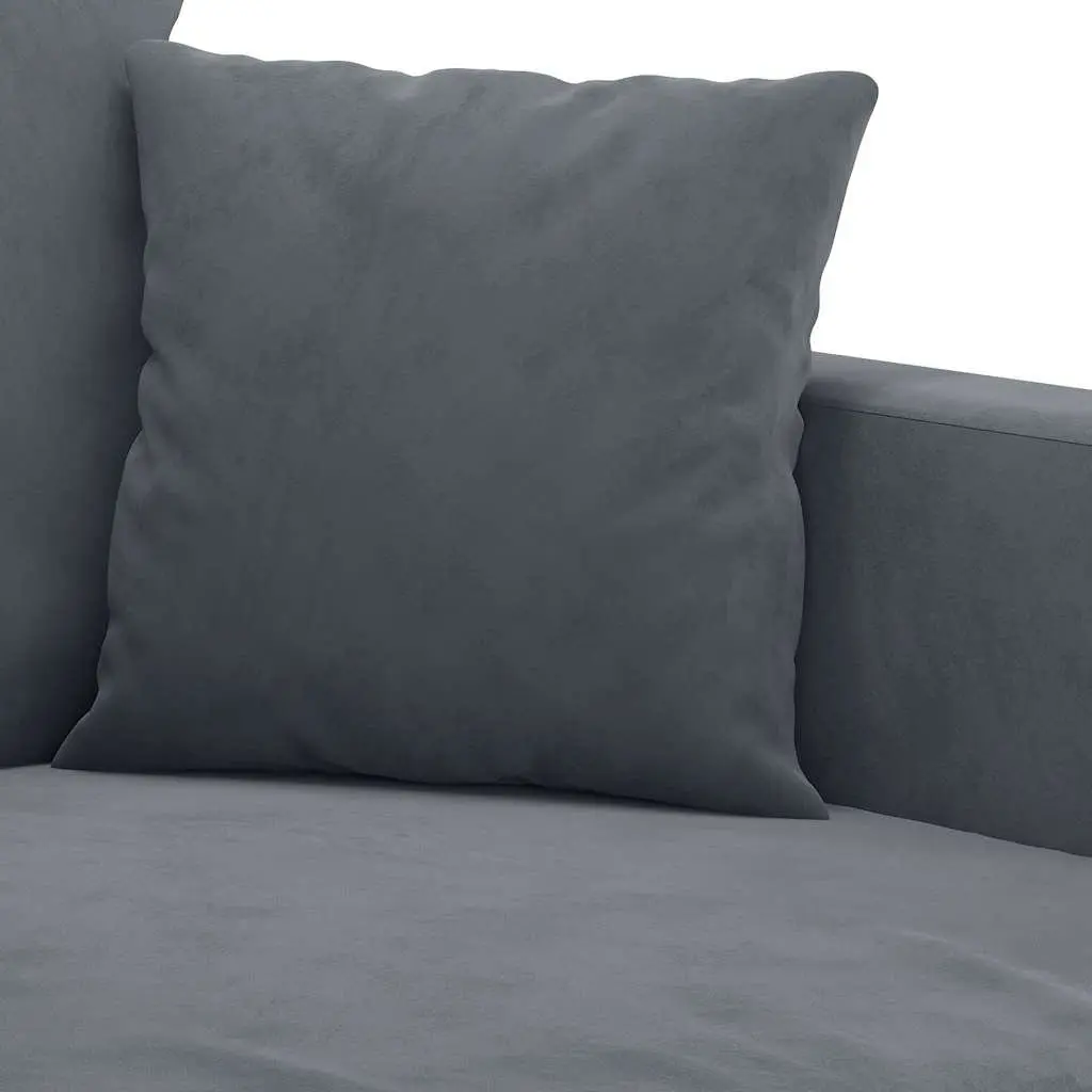 Grey Velvet 3-Seater Sofa with Metal Frame