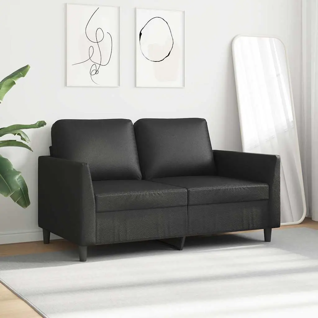 2-Seater Sofa Faux Leather 120cm Black Modern Living Room Couch