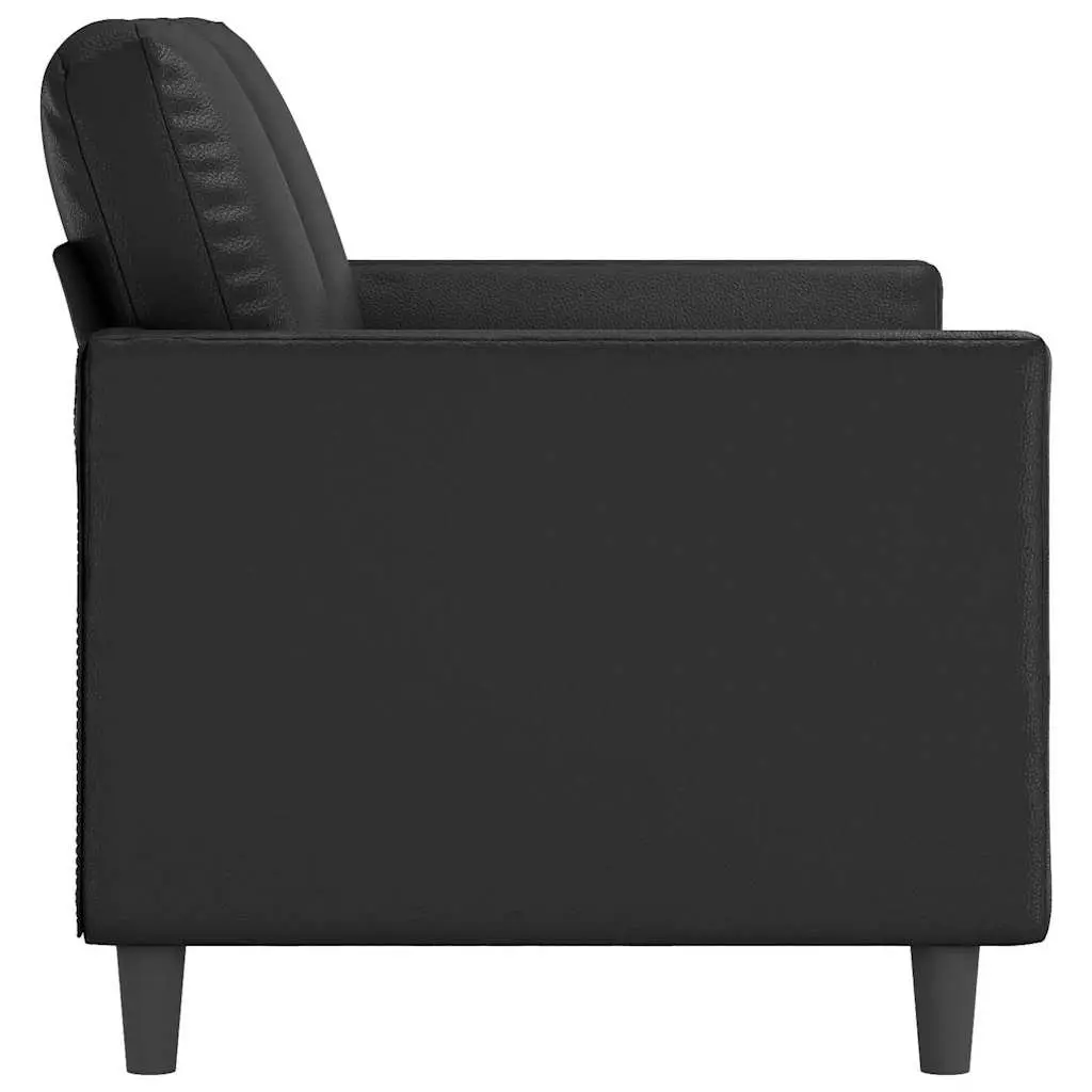 2-Seater Sofa Faux Leather 120cm Black Modern Living Room Couch