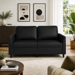 Durable 2-Seater Black Sofa for Modern Living Rooms
