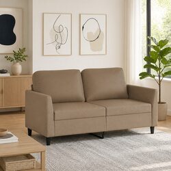 Sturdy Brown Faux Leather 2-Seater Sofa for Your Space