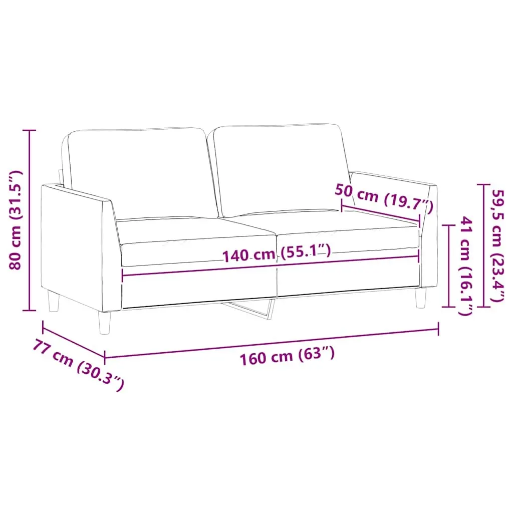 2-Seater Sofa Faux Leather 140cm Brown