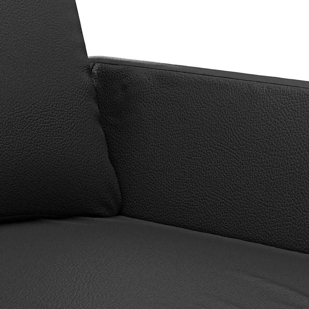 3-Seater Sofa Faux Leather 180cm Black