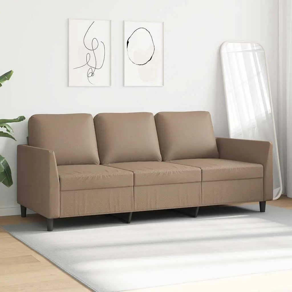 3-Seater Sofa Faux Leather 180cm Cappuccino